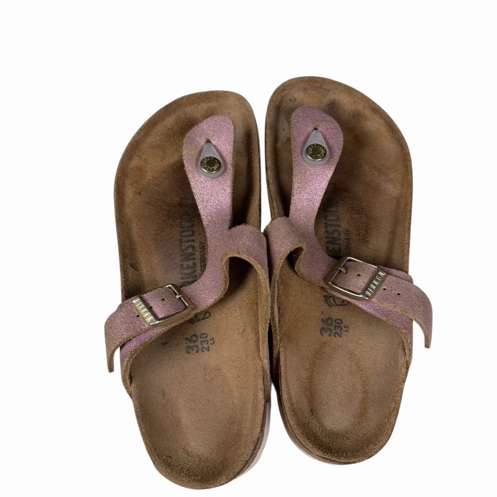 Birkenstock Women's Gizeh Slip On Thong Flip Flops Pink Metallic Size US L 5 Reg